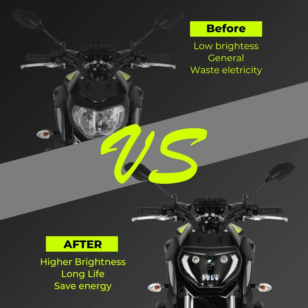 KEMiMOTO для MT07 MT09 светодиодный фар лампа для YAMAHA MT09 FZ09 мотоциклетные фары Дневные ходовые огни для MT07 110W