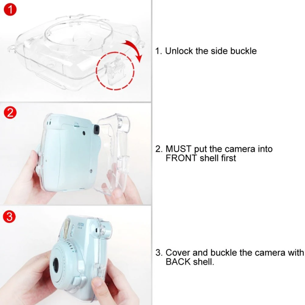 Portable Lightweight Cover Practical Protective With Strap Camera Case Housing Transparent Dustproof For Instax Mini 8 9