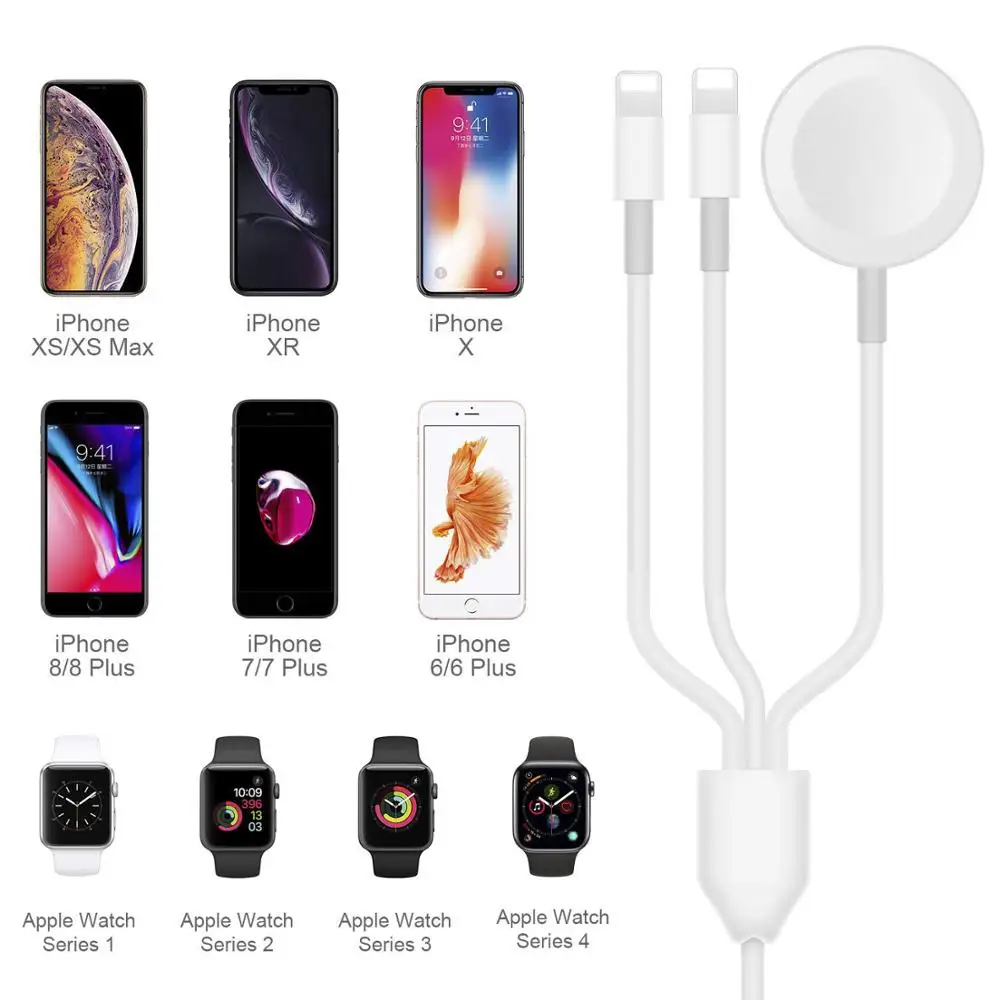 3 в 1 Беспроводной Зарядное устройство для наручных часов Apple Watch, на возраст 1, 2, 3, 4, быстрая Зарядное устройство USB кабель для передачи данных для iPhone X XR XS 11 Por MAX 8 Plus ipod, USB кабель для передачи данных