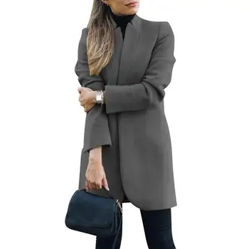 

Autumn Coats Jackets Women Plus Size Faux Wool Coat Jacket Stand-up Collar Elegant Vintage Coat Female Cloak Cape Khaki Jackets