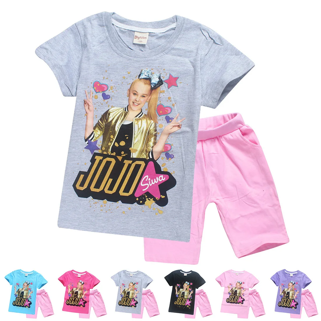 JOJO SIWA/ Детские футболки хлопковые футболки для маленьких девочек комплекты с короткими рукавами для мальчиков и девочек футболки Одежда для девочек 10-12 лет