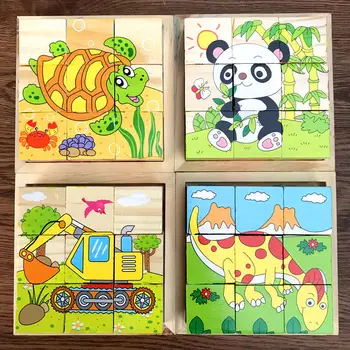 

Jigsaw Puzzle Children Building Quality Early Education Toy Men and Women-Child 1-3-Year-Old Six-Sided Painting 2-6 Stereo Baby
