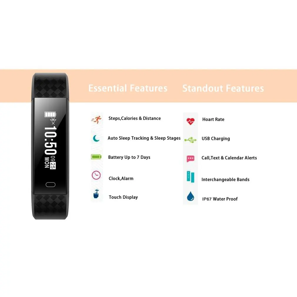 2018 Hot S11 Smart Bracelet Waterproof Health Monitor Durable Sports Pedometer Bluetooth Smart Watch Heart Rate Monitor