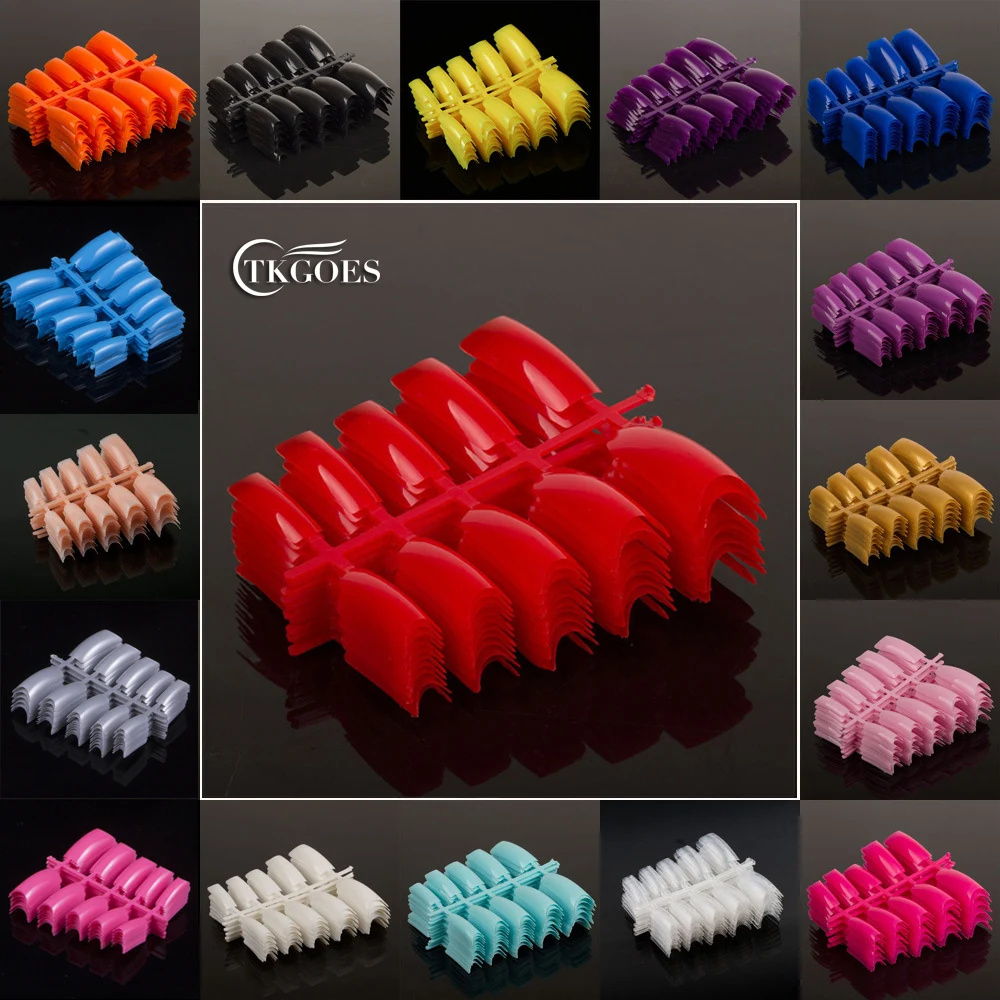100pc / много акриловые французский ложные советы ногтей цветные подсказки ногтя