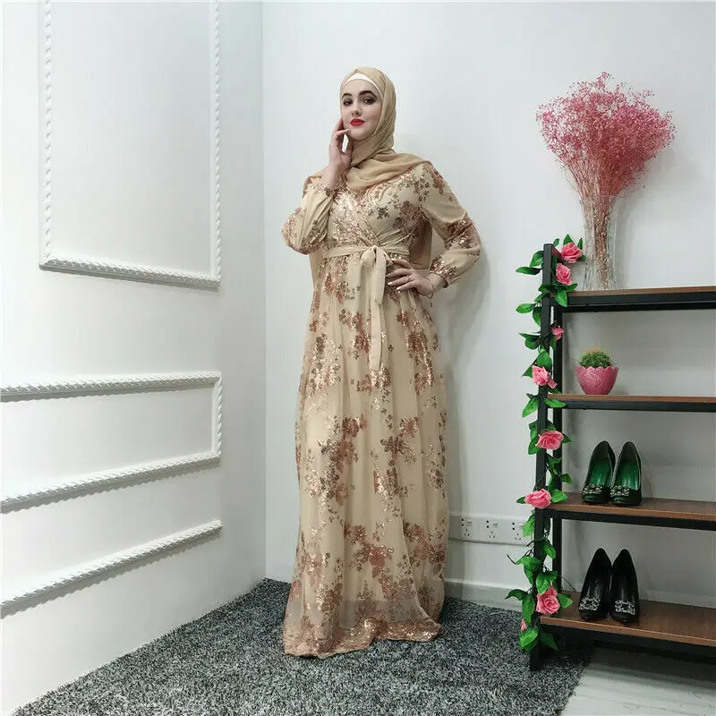 Мусульманское платье, плюс размер, блёстки, abaya, Дубай, кафтанпк, плюс размер, женское Макси длинное платье, вечернее платье для вечеринки, халат de soiree - Цвет: picture color