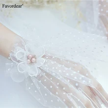 Favordear длина запястья палец бисером свадебные перчатки для женщин/невесты Тюль волнистые Свадебные перчатки корейский стиль Вечерние перчатки