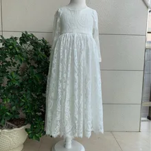 Белое кружевное праздничное платье для девочек на свадьбу, детское платье с вышивкой, детская одежда