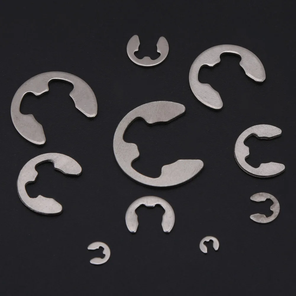 200 шт. E-Clip E-Ring из нержавеющей стали стопорное кольцо ассортимент M1.5-M10 стопорное кольцо, удерживающее для вала Крепежное кольцо комплект
