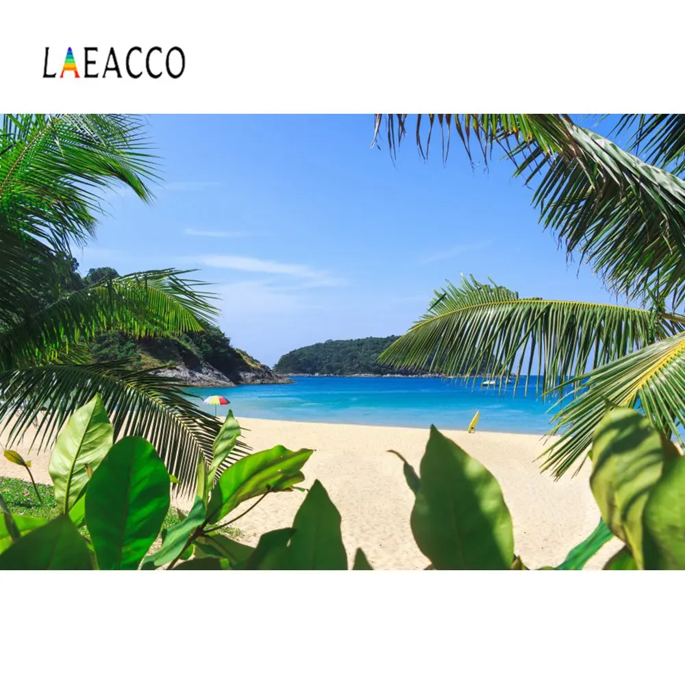 Laeacco тропические фоны Лето море пляж песок облачно голубое небо праздник живописные фотографии фоны фотосессия Фотостудия