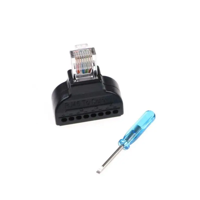 Компактный конвертер разъема RJ45 Ethernet мужчина к 8-контактный AV Терминал AdapteRJ45 Ethernet Мужской до 8 контактный терминал AV винт-адаптер с наружной резьбой