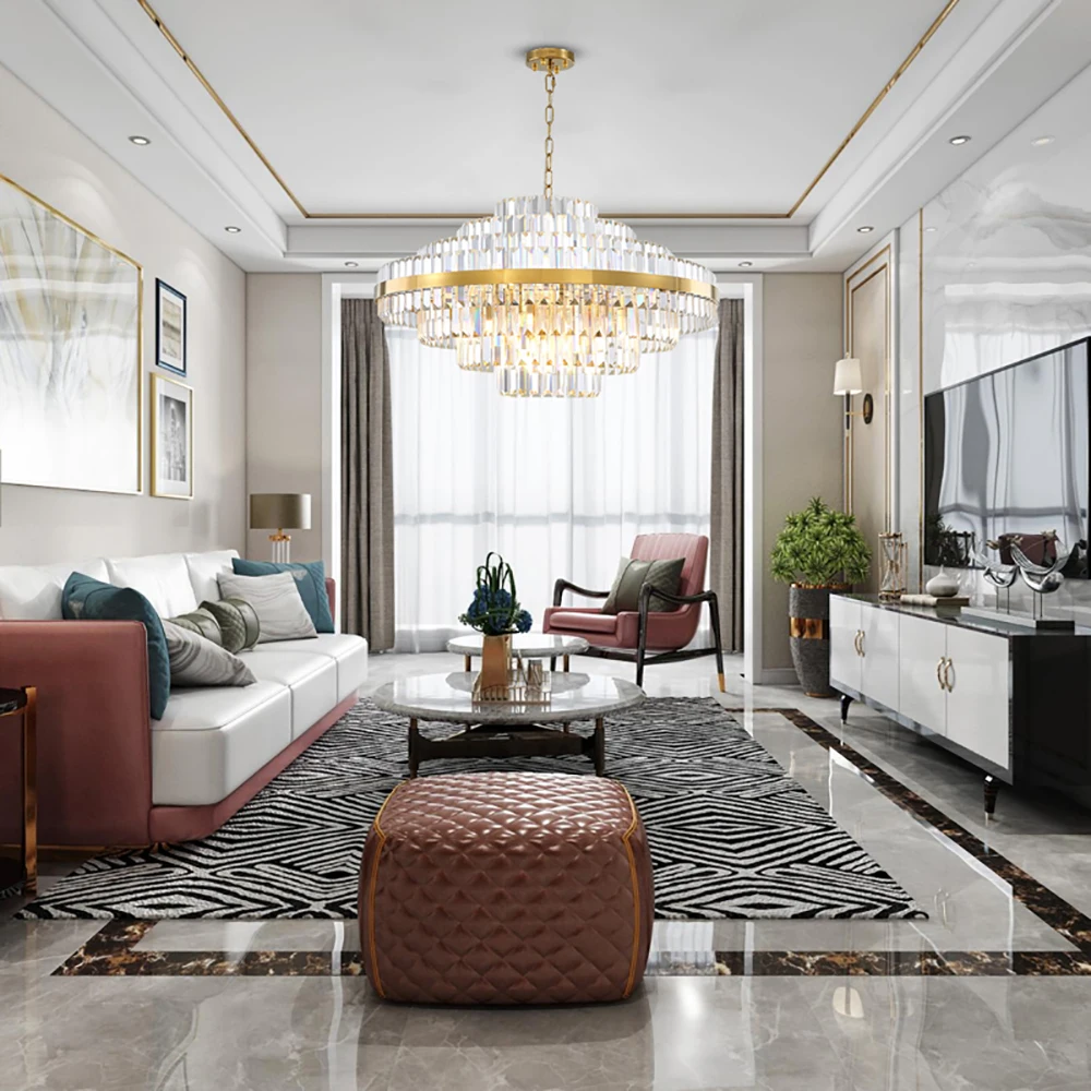 Multilayer Crytsal Chandelier lightings Luxury Round Led Ceiling Hanging Indoor Lamp for dining room living room lobby area