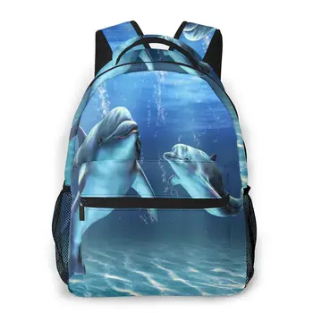 

2020 Backpack Women Backpack Fashion Shoulder Bag Two Dolphins In Water School Bag For Teenage Girl Children Backpack Travel Bag