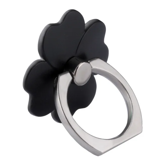 Four-leaf black Палец кольцо держатель мобильного телефона мультфильм шаблон телефон стенд для iPhone 11 Pro samsung Xiaomi универсальный смартфон Ipad держатель - Цвет: Four-leaf black