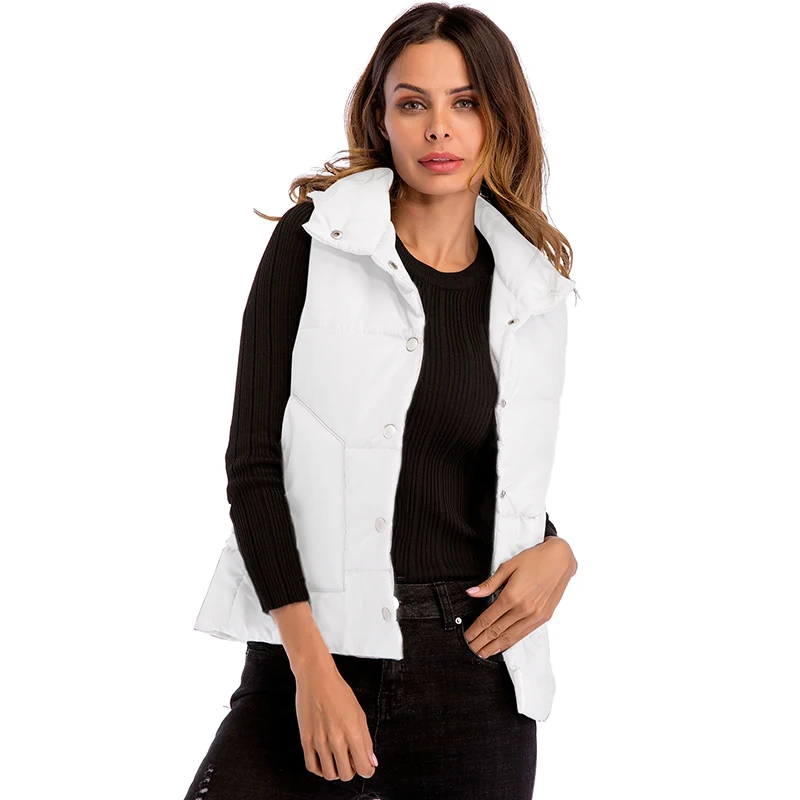 

2019 New Vest Women Sleeveless Solid Color Pocket Jacket Women Cotton Vest Autumn Winter Windproof Warm Waistcoat Plus Size 4XL