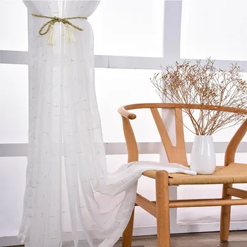 

Modern Simple Fresh Curtains for Living Room Transparent Tulle for Kitchen Balcony Floor-to-ceiling Curtain Window Cortinas