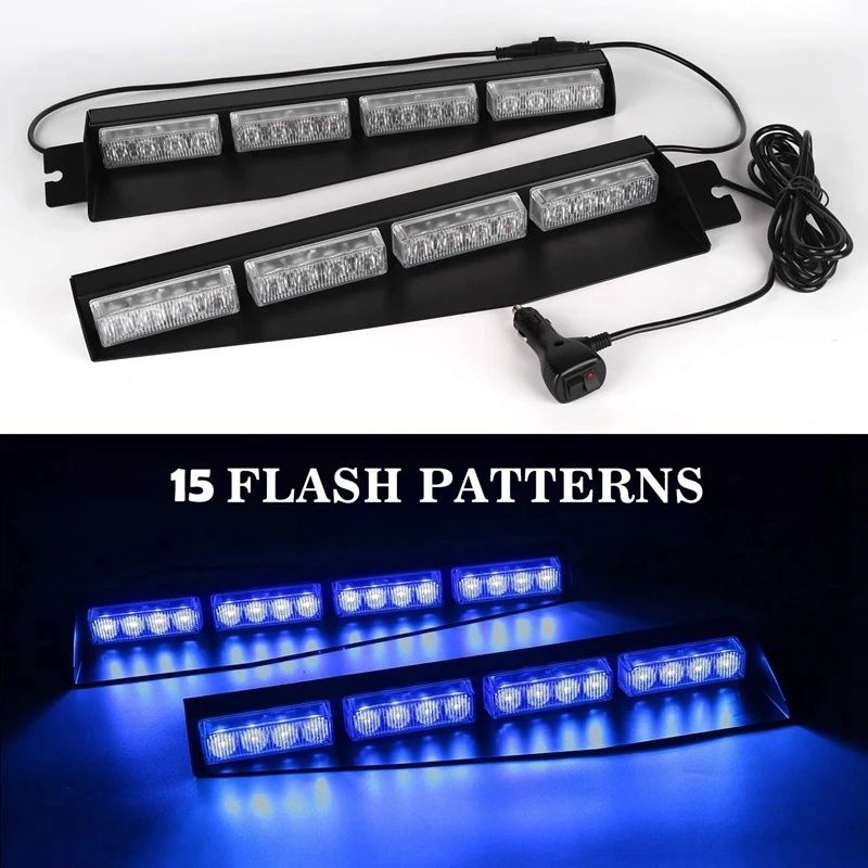 Синий) 32LED козырек светильник s 15 флэш-узоры аварийный стробоскоп светильник s лобовое стекло раздельный монтаж светильник бар правоприменение предупреждение об опасности