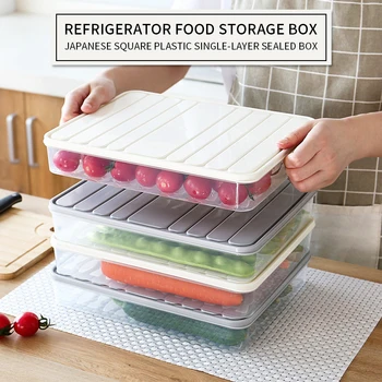

Freezer Food Storage Container Stackable Food Saver Box with Lid Square Plastic Single-layer Sealed Transparent Box