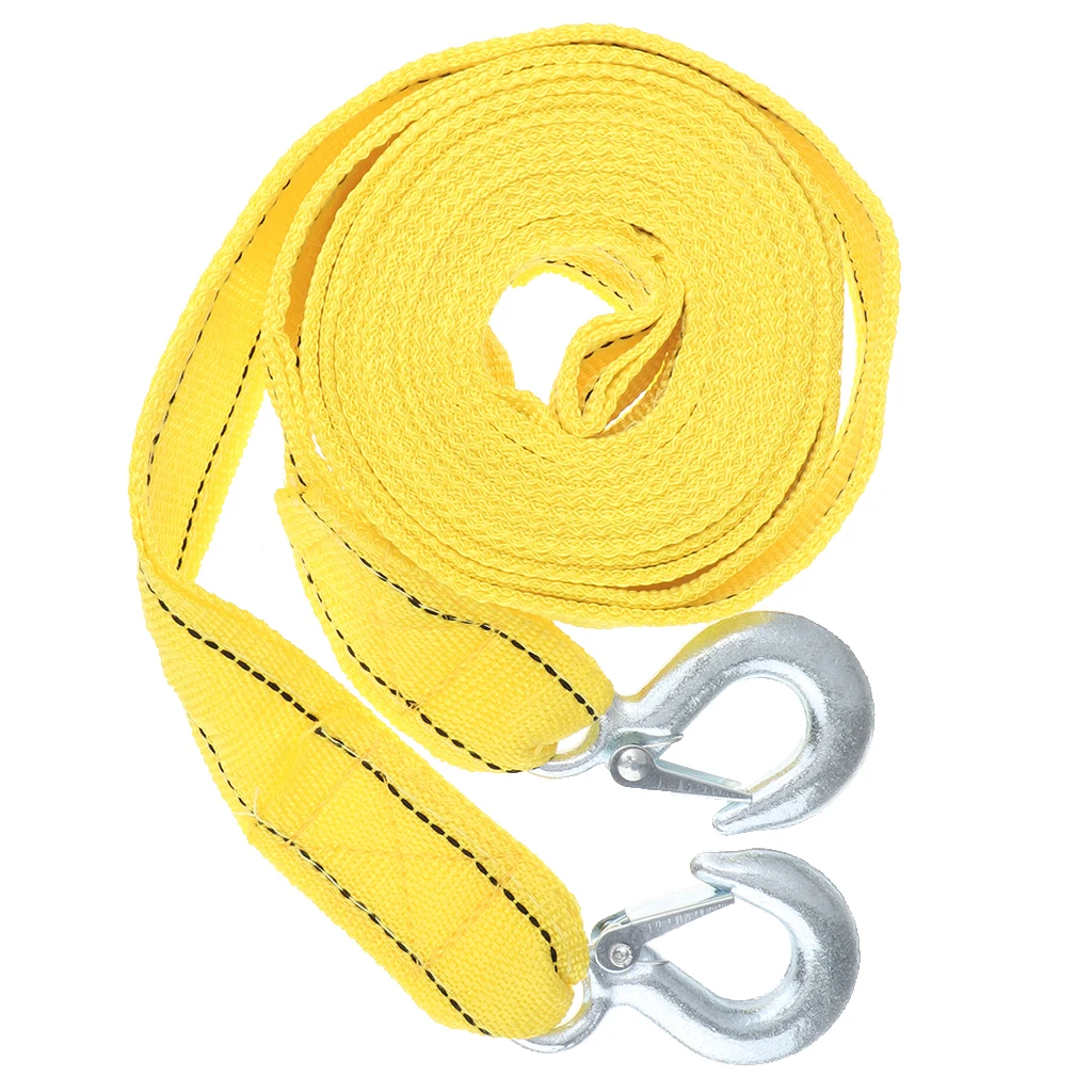 4M 5 Ton Car Tow Cable Strap Hooks Emergency Towing Pull Rope