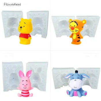 

Cute Bear Silicone Mold Tigger Rabbit Cartoon Animal Baking Utensils Handmade Soap Mold Resin Mold DIY Candle Mold Fondant Tools