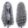 Perruque Lace Front Wig ondulée grise argentée, perruque synthétique avec naissance de cheveux naturelle, perruque haute température pour femmes noires ► Photo 2/6