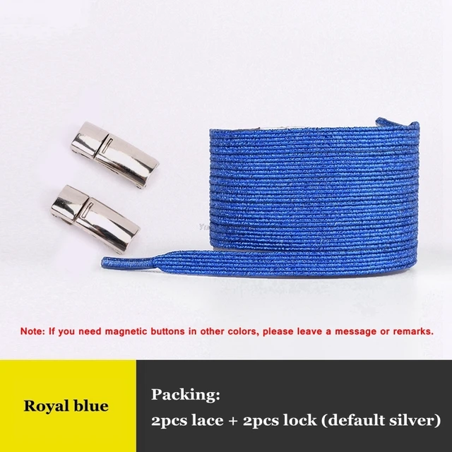 New Rainbow Magnetic Lock Shoelaces Elastic No tie Shoe laces Sneakers Shoelace Kids Adult Lazy Laces One Size Fits All Shoes Royal blue