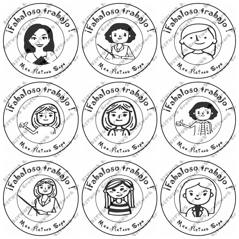 

40mm Theacher'S Customized Photosensitive Diy customized self-inking name stamp rubber round and oval for scrapbooking