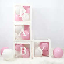 4 шт./компл. прозрачный и надписью «Love» для коробка для Baby Shower или для вечеринки по случаю украшения 1st День рождения Детские подарки для мальчиков девочек детские праздничные шары Коробки