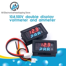 Dc 0-100v 10a digital voltímetro amperímetro display duplo detector de tensão medidor de corrente painel amp volt calibre 0.28