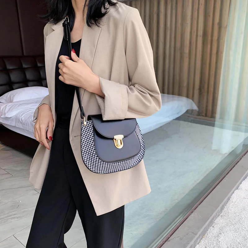 

Autumn & Winter Popular Little Bag And Women's 2019 Fashion Simple Glorious Saddle Bag Korean-style Versatile Contrast Color Sho