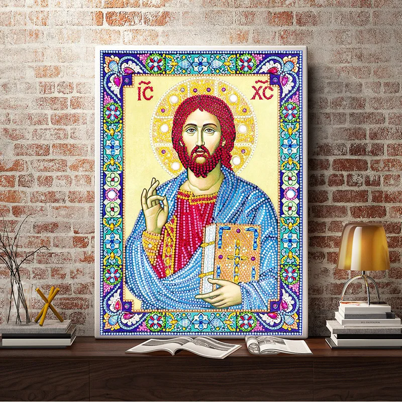 RUBOS 5D DIY Diamond Painting Icons of Savior Jesus Healing Power Diamond Embroidery Mosaic Big Bead Pearls Glass Stone New Sale (4)
