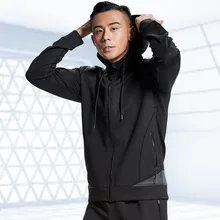 Мужской костюм для фитнеса с длинным рукавом, осенний спортивный топ для занятий спортом на открытом воздухе, спортивная одежда для бега, баскетбольная тренировочная быстросохнущая свободная толстовка с капюшоном