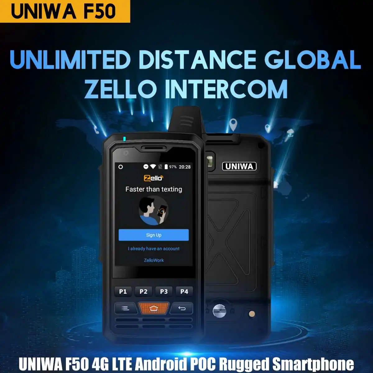 F50 мобильный~ телефон Zello Walkie Talkie Android 6,0 4G FDD-LTE телефон сильный фонарь мобильный телефон четырехъядерный смартфон Поддержка SO