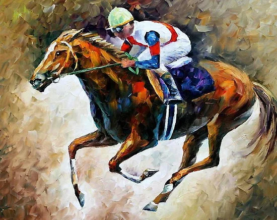 Холст для рукоделия, конные гонки, картины маслом, нож, живопись, Leonid Afremov, художественная живопись, репродукция, современный декор стен
