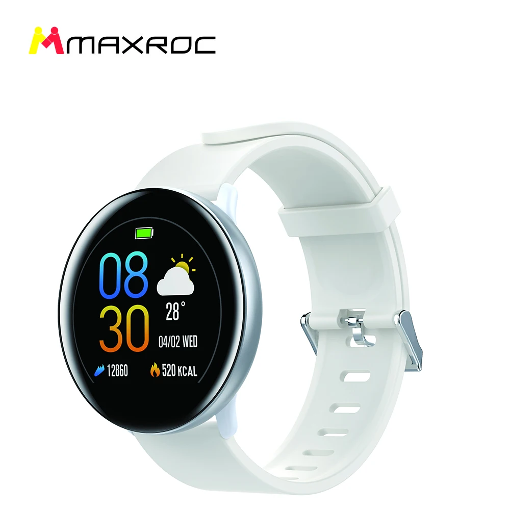MAXROC SN59 Смарт-часы для Andriod IOS 1,22 ''ips полный сенсорный экран IP68 Водонепроницаемый мониторинг сердечного ритма несколько видов спорта - Цвет: Silver-white