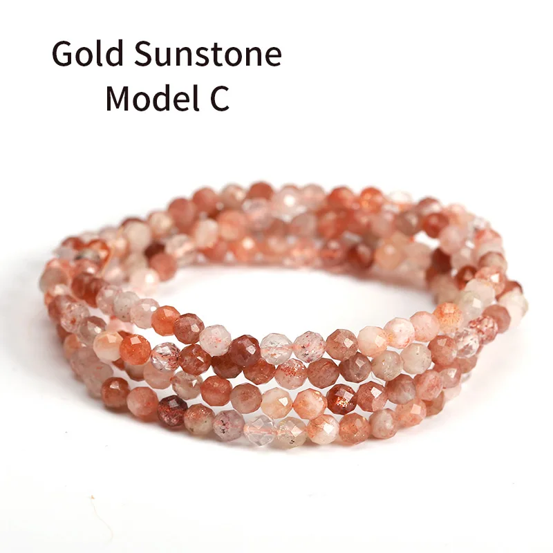 4mm gold sunstone c JD Богемия тройной Браслет-обмотка многослойный натуральный Солнечный камень браслет натуральный камень бисерный браслет Женские аксессуары оптом - Metal Color: 4mm gold sunstone c