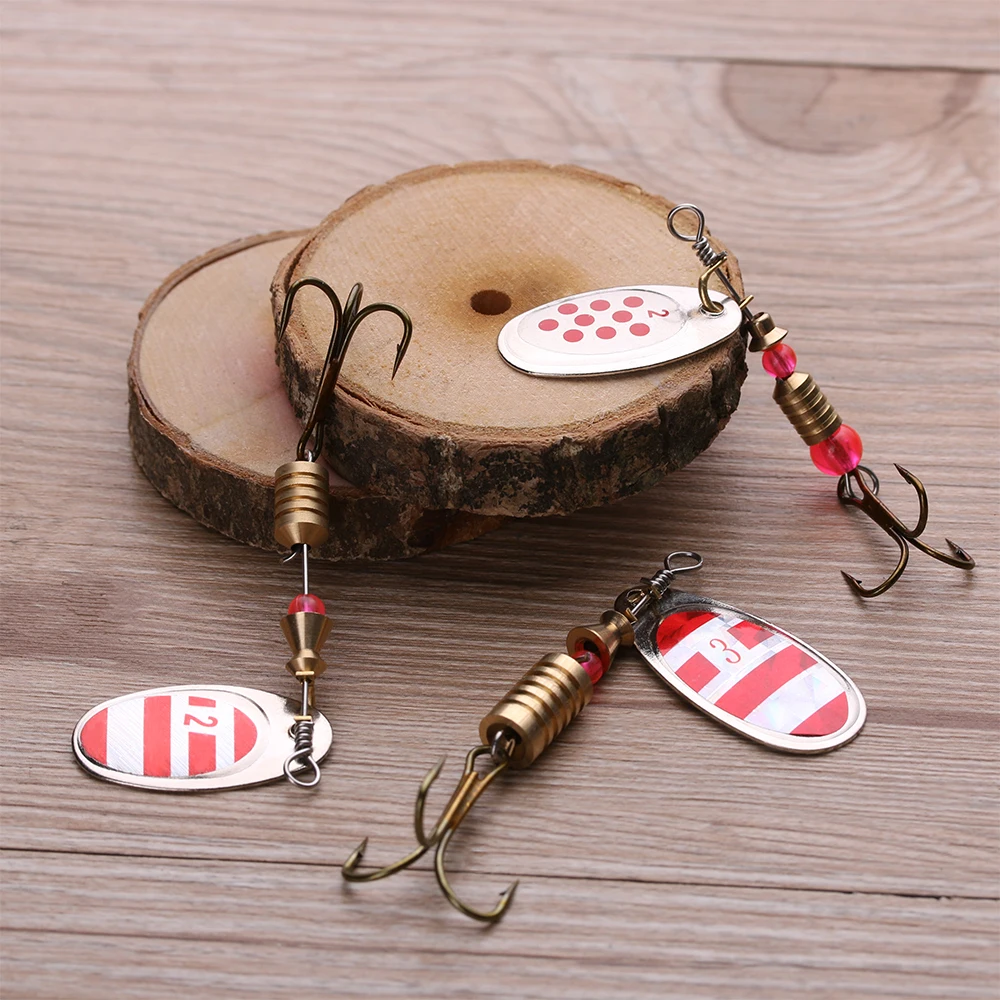 

New Metal Spinner Bait Bass Pike Bass Rotating Spoon Fishing Lure Treble Hook Iscas Artificial Hard Bait Crap Fishing Tackle