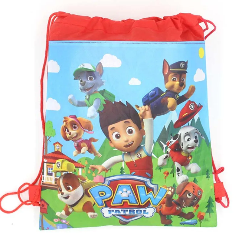 Новые Вечерние рюкзаки Paw Patrol из нетканого материала с кулиской, Подарочная сумка, школьные сумки, одноразовые наборы посуды, вечерние принадлежности