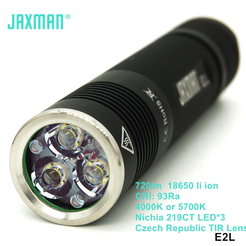 Jaxman E2L Nichia 219CT светодиодный объектив TIR High CRI фонарик Теплый Холодный белый 18650 Туризм Велоспорт домашний ремонт EDC фонари