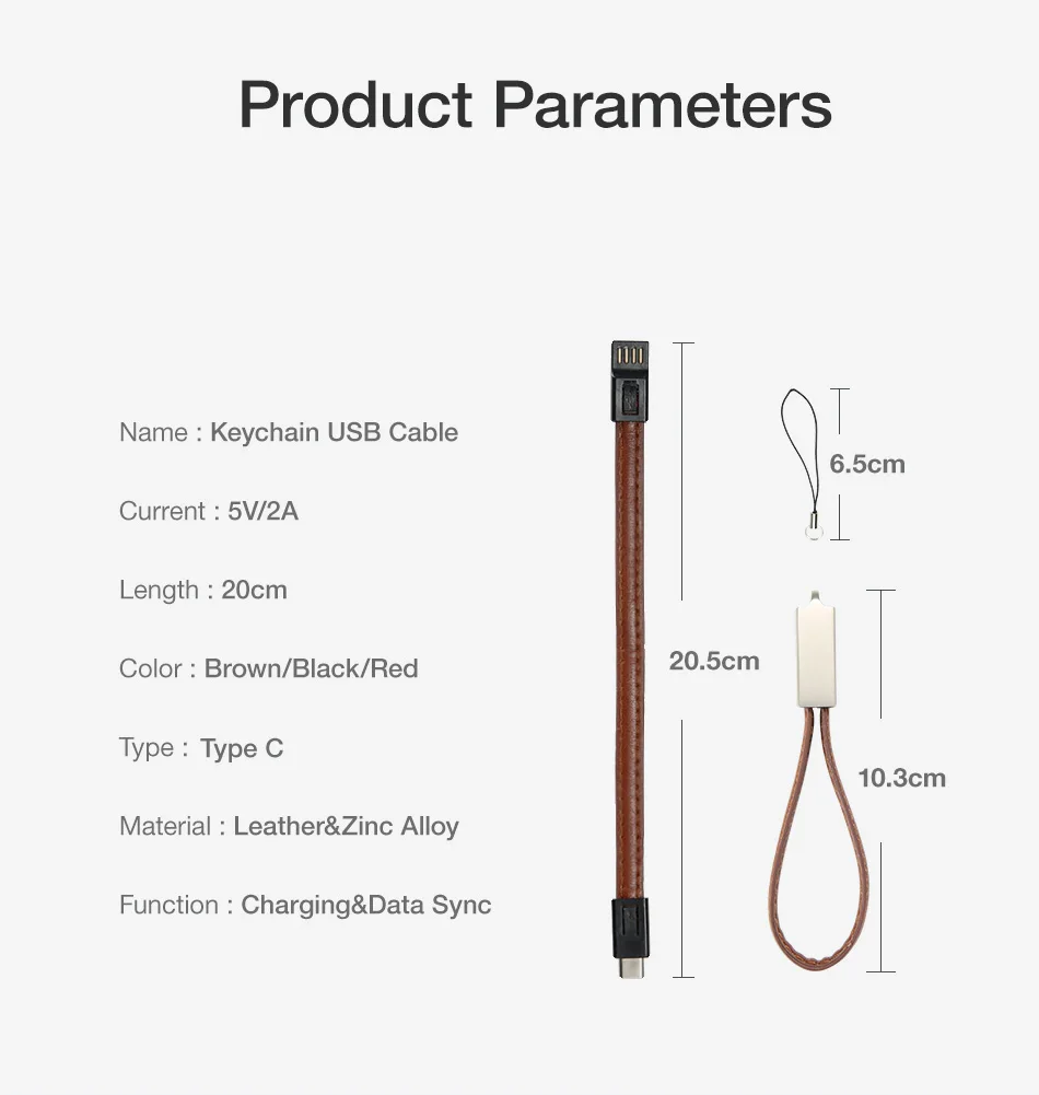 Брелок USB кабель для iPhone для samsung S9 S8 Plus Мини Кожа type C USB кабели для телефонов 2A Быстрая зарядка данных для USB C кабель