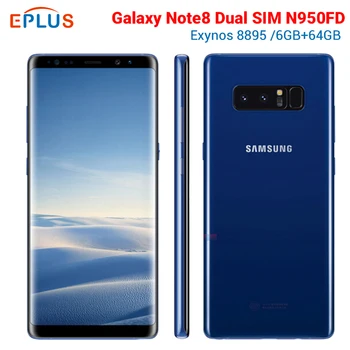Перейти на Алиэкспресс и купить Новый оригинальный мобильный телефон samsung Galaxy Note8 N950FD Note 8 Duos с двумя sim-картами 6 ГБ 64 ГБ, Восьмиядерный, 6,3 дюймов, 12 МП, 4G, LTE, NFC