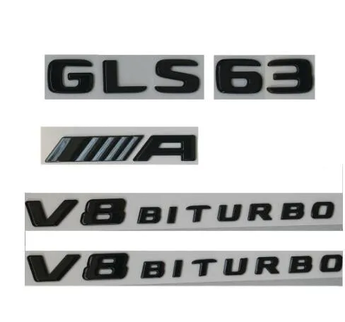 Блестящие черные буквы GLS63 Для AMG V8 BITURBO эмблемы значки для Mercedes W166 - Цвет: Gloss Black