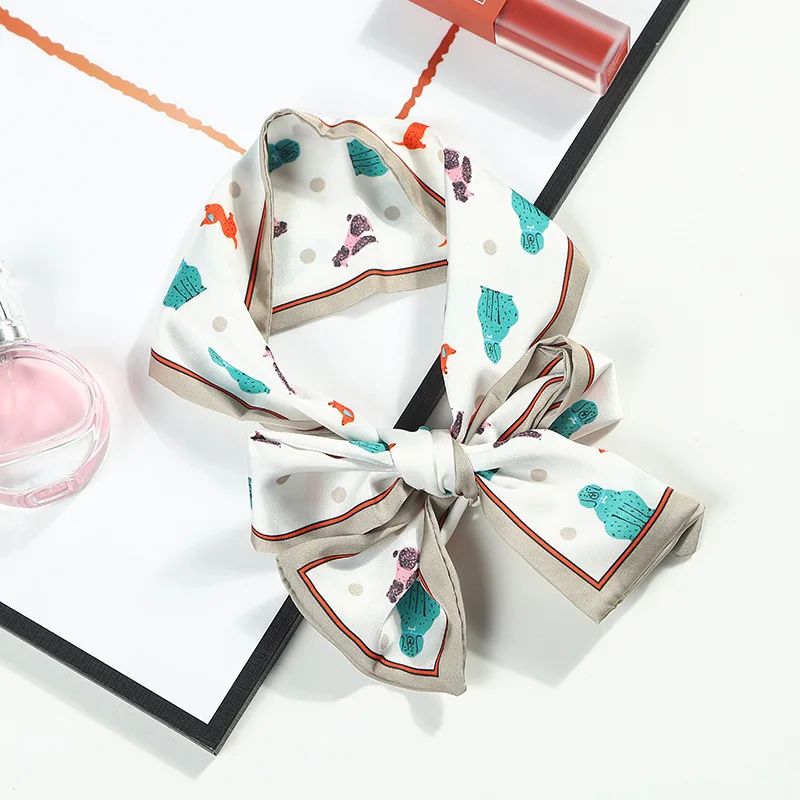 

2020 New Style 26colors Women Soft Scarf Polyester Silk Scarf Cute Flower Prints Summer Satin Long Wraps Scarves Shawl for Girls