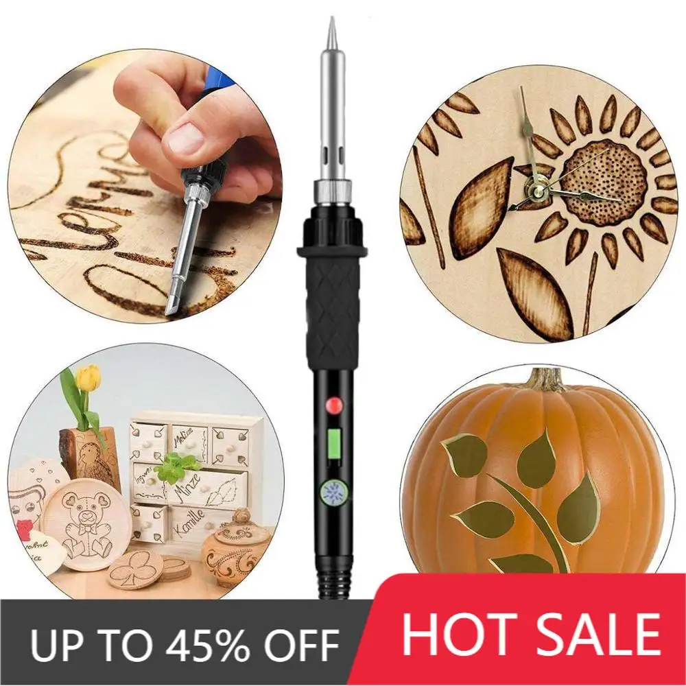 Wood Burning Soldering Iron Tool Adjustable Temperature Wood Burning Pen Leather Craft DIY Wood Embossing Carving Hand Tools