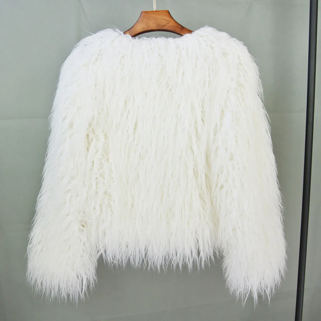 Стильный пушистый меховой пуловер, пальто для женщин, пушистая теплая верхняя одежда с длинным рукавом, осенне-зимние пальто, куртка с мехом, пальто с v-образным вырезом