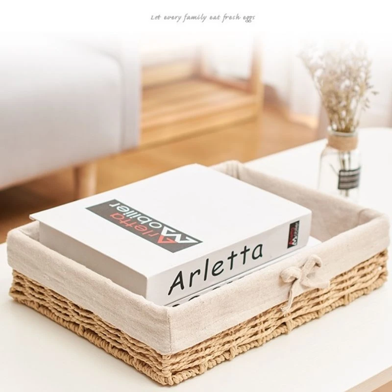 Woven Storage Baskets Metal and Rattan Organizer Storage Boxes with Cotton Lining Clothes Organizer Basket Bedroom Accessories 2