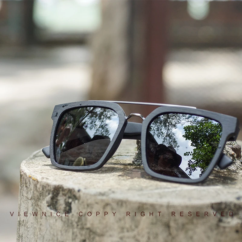 7006C10Black Visnice большие солнцезащитные очки мужские деревянные зернистые поляризованные линзы ацетат очки черные негабаритные защитные очки ручной работы - Цвет линз: 7006C10Black