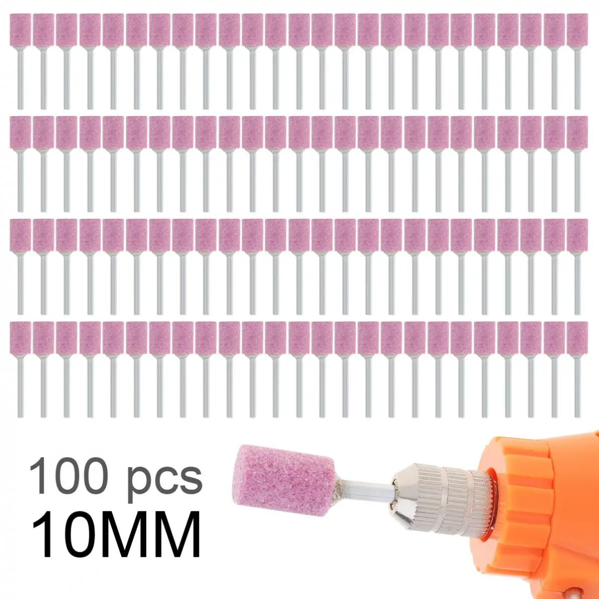 100pcs 10mm Abrasive Stone Points Electric Grinder Accessories Polishing Grinding Head Wheel Tool for Rotary Tool new fixed angle sharpening frame aluminum knife sharpener stone tool sharpening for planer chisel carving knife woodworking tool