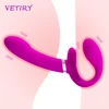 VETIRY Strapless Strapon Dildo Vibrator Double Vibrating for Lesbian 12 Speeds G Spot Massage Anal Plug Adult Sex Toys for Women 1