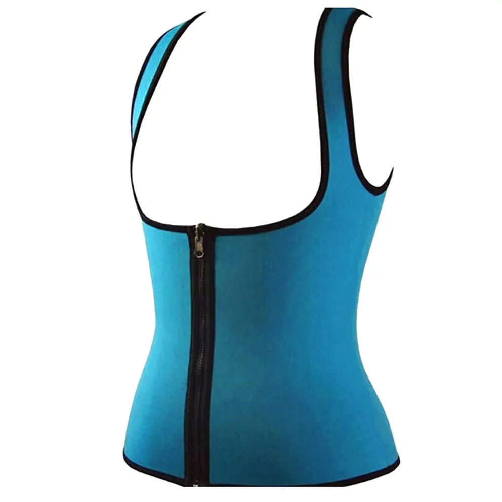 

Women Shapewear Sport Clothes Zipper Corset Women'S 3XL Blue Slimming Vest Gym