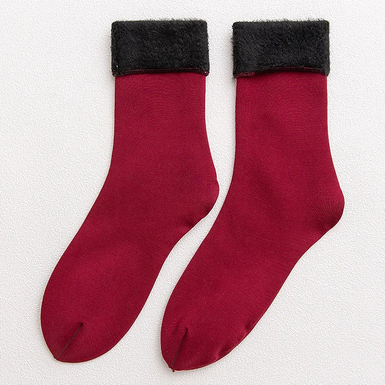 type 2 burgundy Jeseca зимние плотные теплые шерстяные кашемировые чулки бесшовное бархатное чулки по колено для женщин и девушек - Цвет: type 2 burgundy